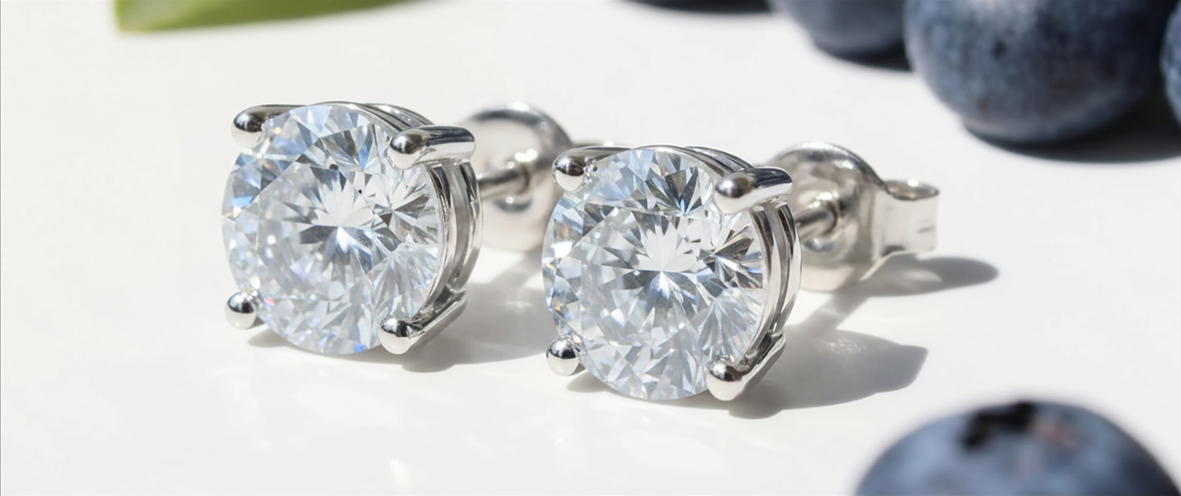 FOUR PRONG Round Stud Earrings
