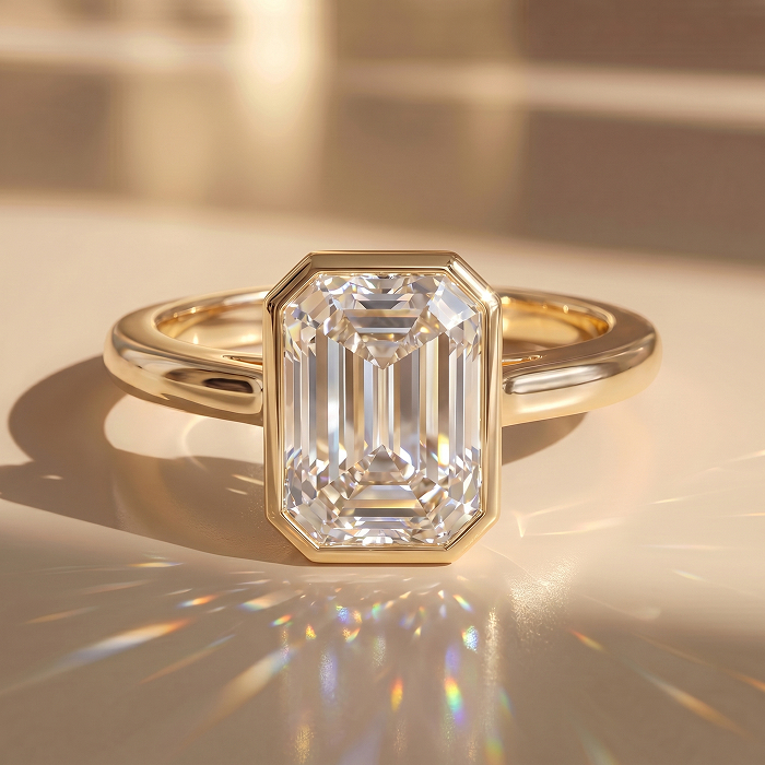 Platinum emerald engagement ring