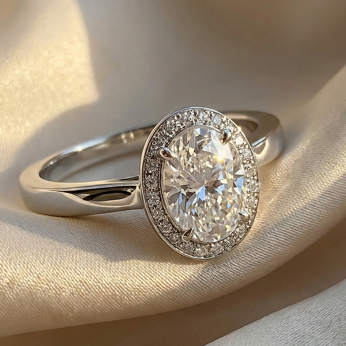 Oval halo engagement ring