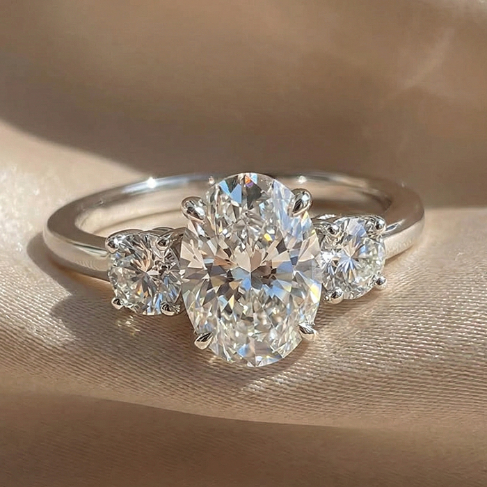 Oval three stone engagement ring