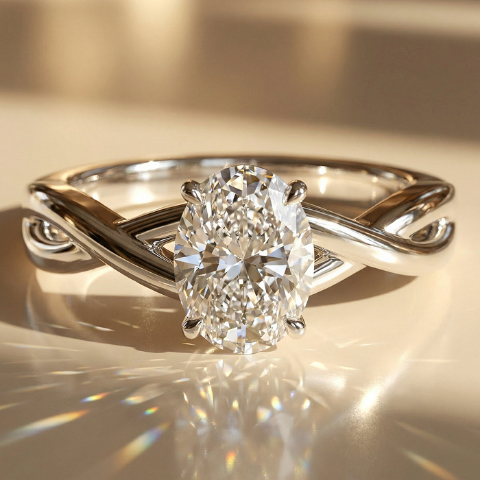 Platinum oval engagement ring